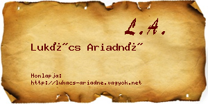 Lukács Ariadné névjegykártya